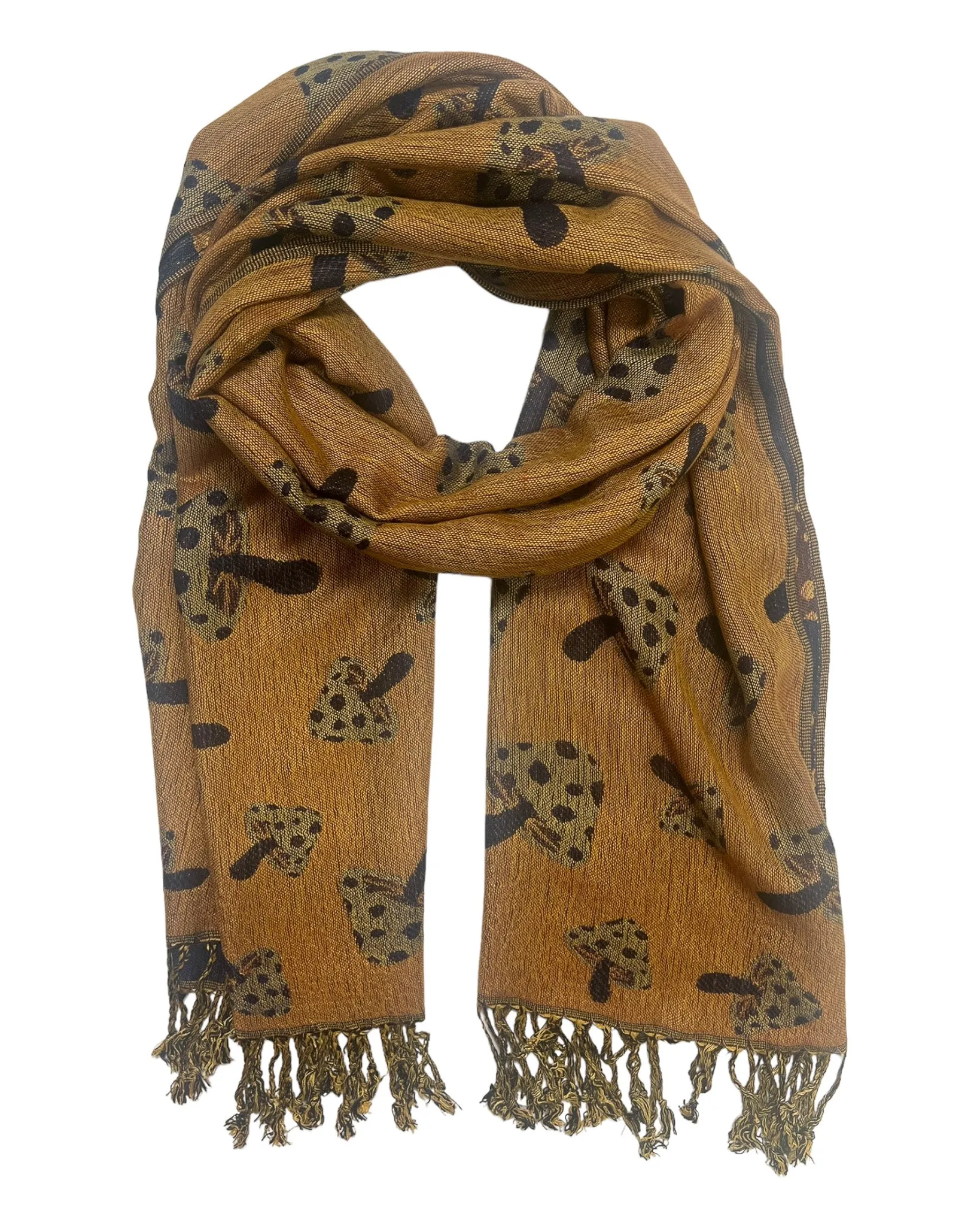 Navy & Brown Reversible Mushroom Rave Pashmina