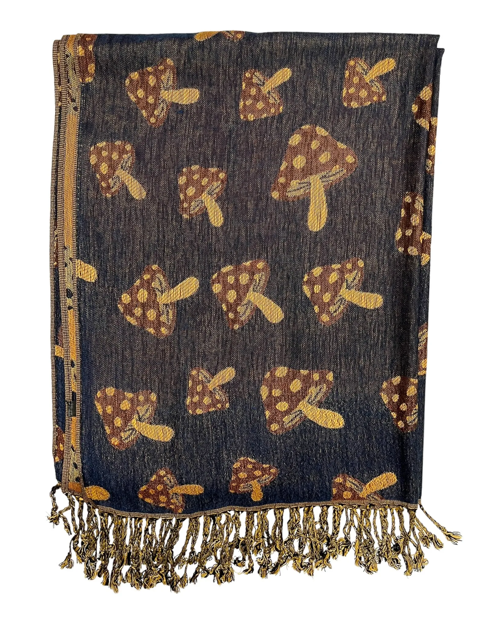 Navy & Brown Reversible Mushroom Rave Pashmina