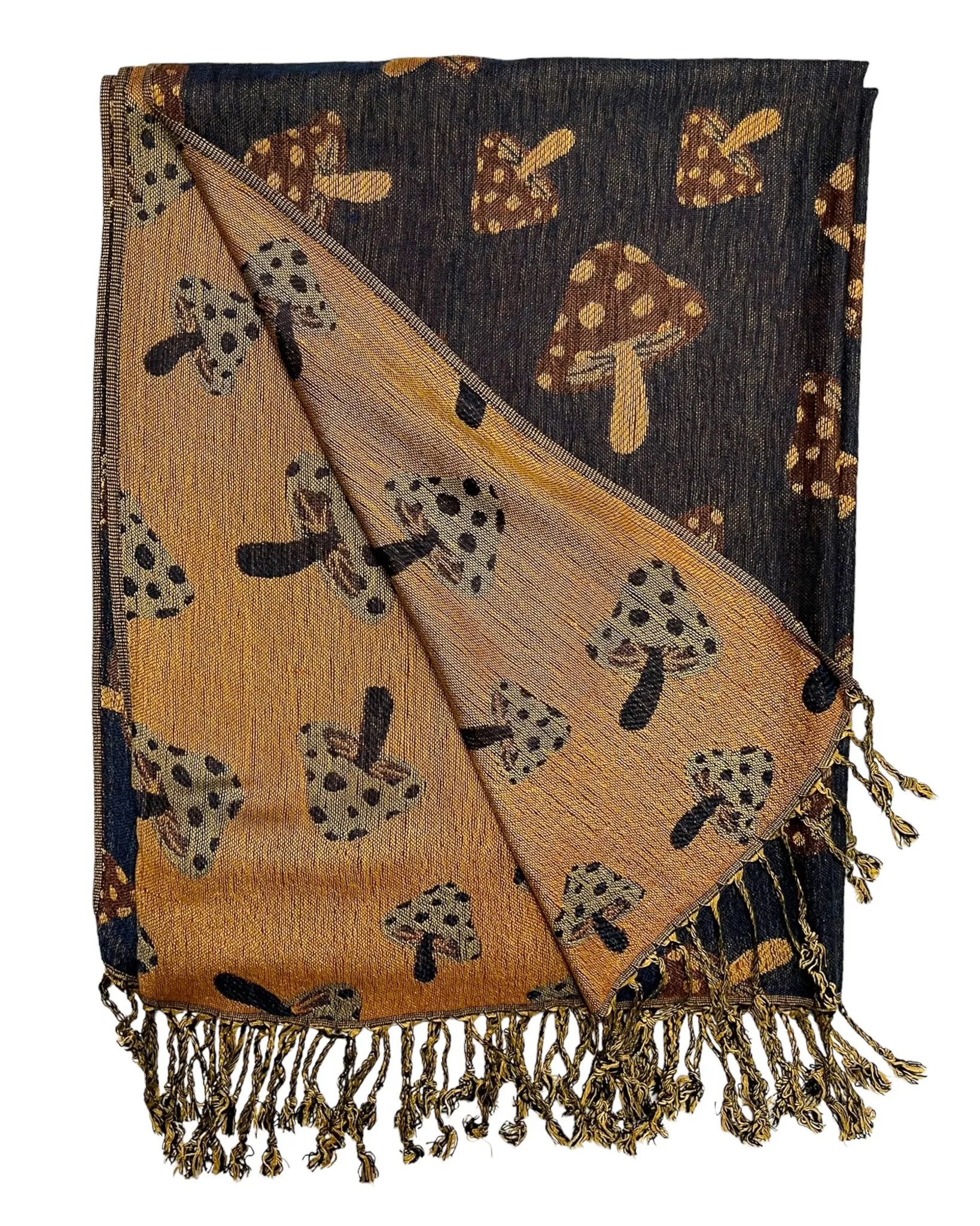 Navy & Brown Reversible Mushroom Rave Pashmina