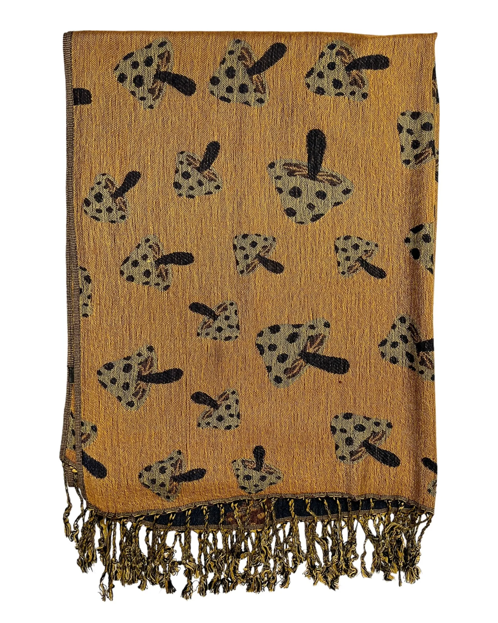 Navy & Brown Reversible Mushroom Rave Pashmina