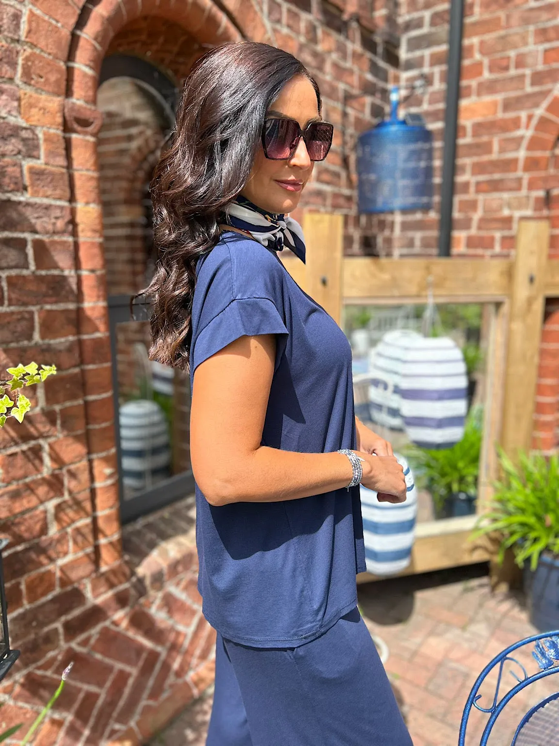 Navy Round Neck Top Tammy