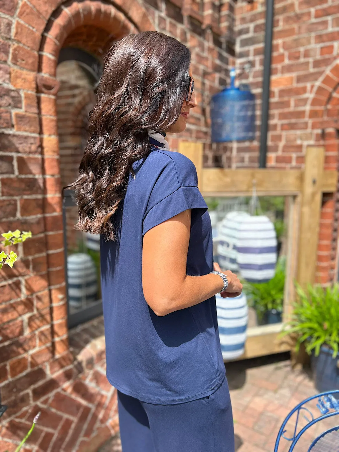 Navy Round Neck Top Tammy