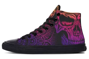 Neon Colors Party Mandala Skull Canvas High Top Shoes For Men Women