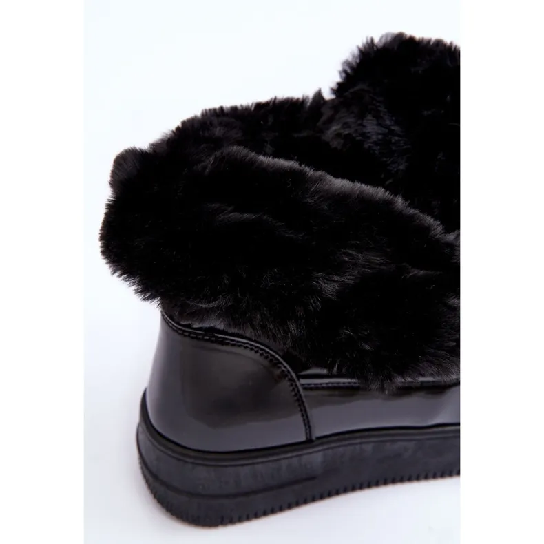 News Women's Lace-Up Snow Boots With Fur Black Lexxina