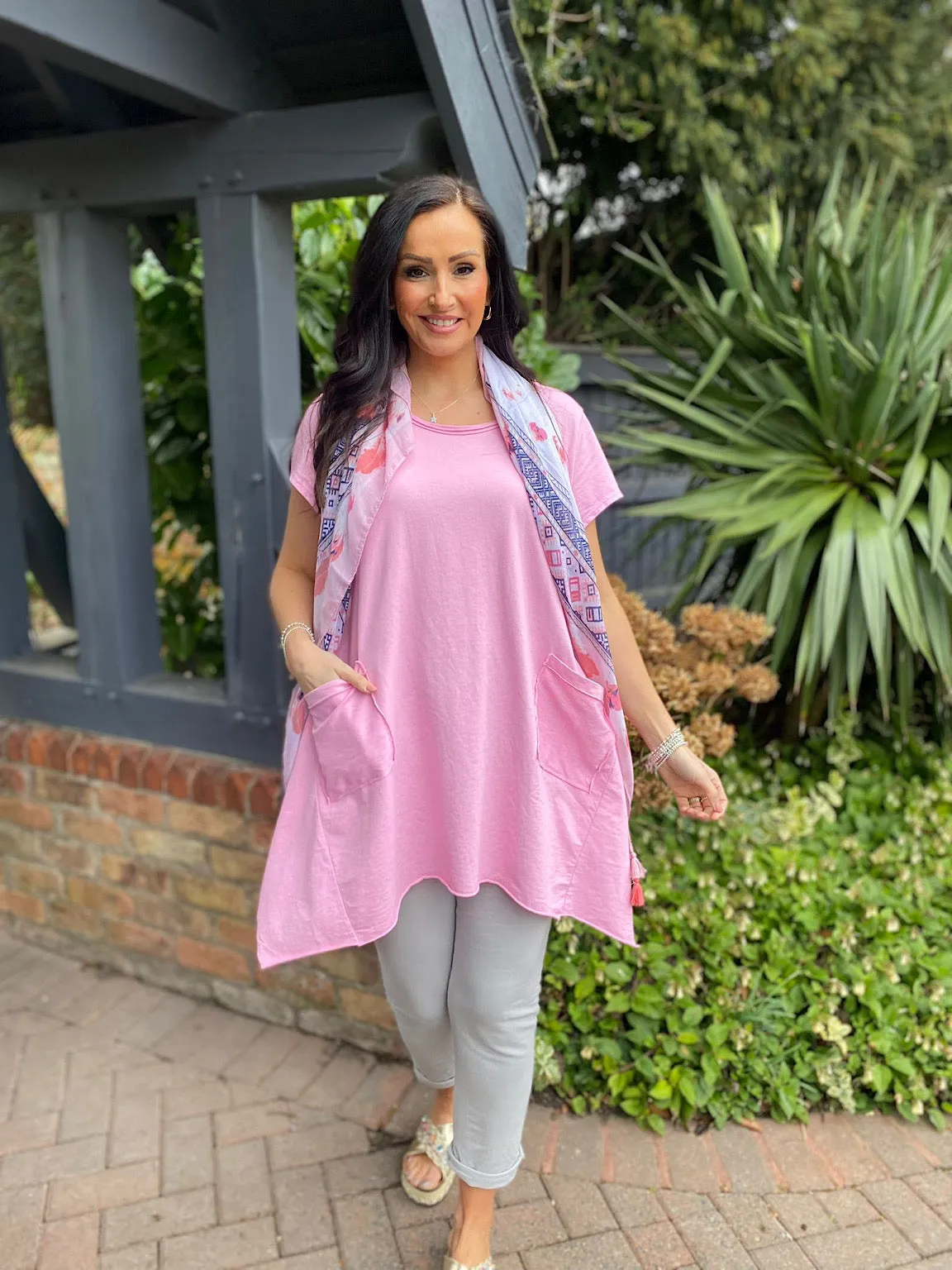 Pink Hankey Hem Pocket Top Harriet