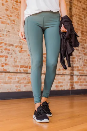 Pulse Basics Jump Right In Athleisure Leggings- Dark Teal