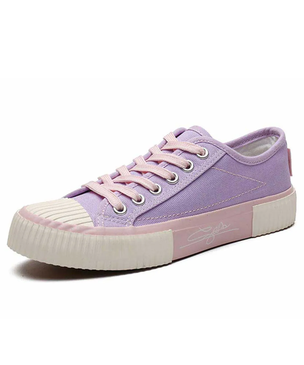 Purple signature print lace up canvas shoe sneaker