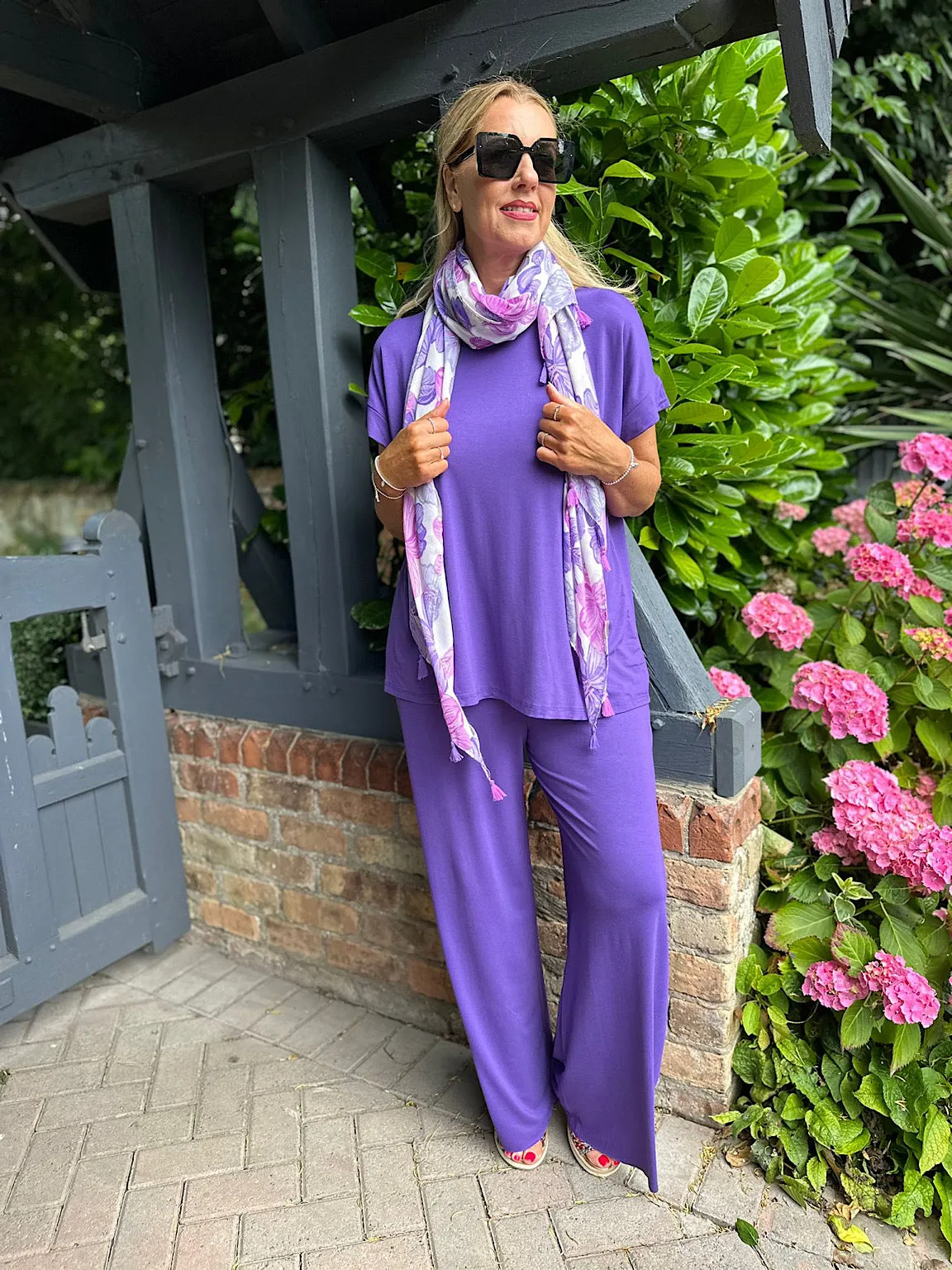 Purple Wide Leg Relaxed Trousers Tammy