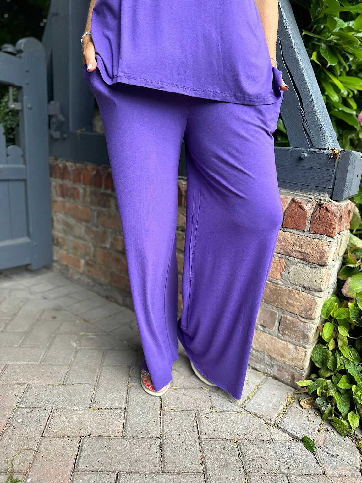 Purple Wide Leg Relaxed Trousers Tammy