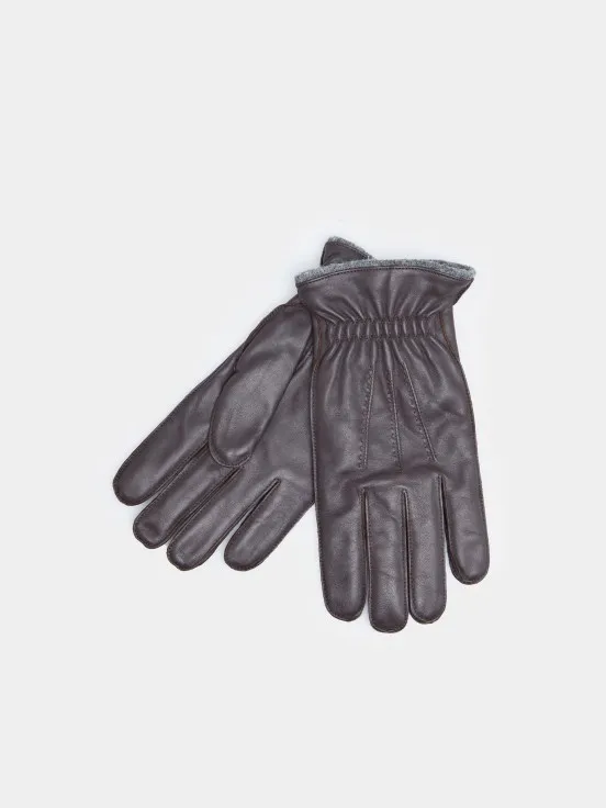 Ribbed leather gloves