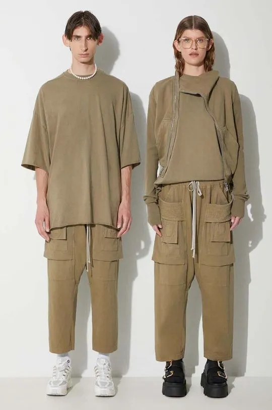 Rick Owens cotton trousers green color