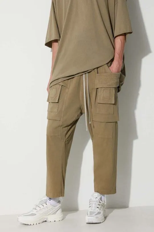 Rick Owens cotton trousers green color