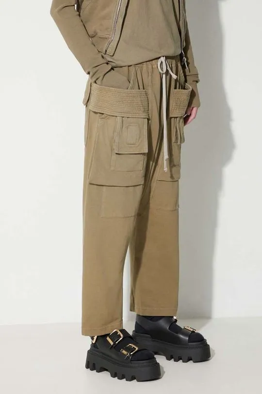 Rick Owens cotton trousers green color