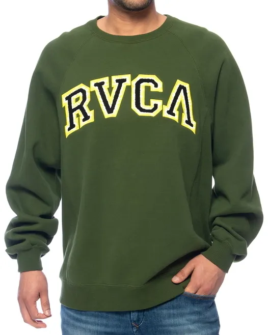 RVCA  |Crew Neck Long Sleeves Plain Logo Sweatshirts