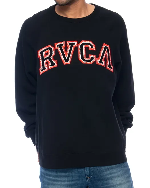 RVCA  |Crew Neck Long Sleeves Plain Logo Sweatshirts