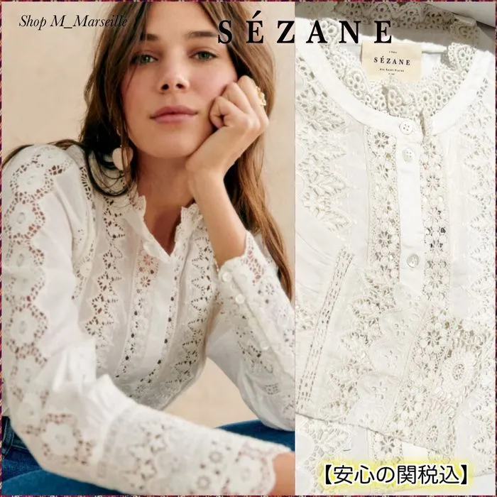 SEZANE  |Casual Style Long Sleeves Cotton Medium Party Style