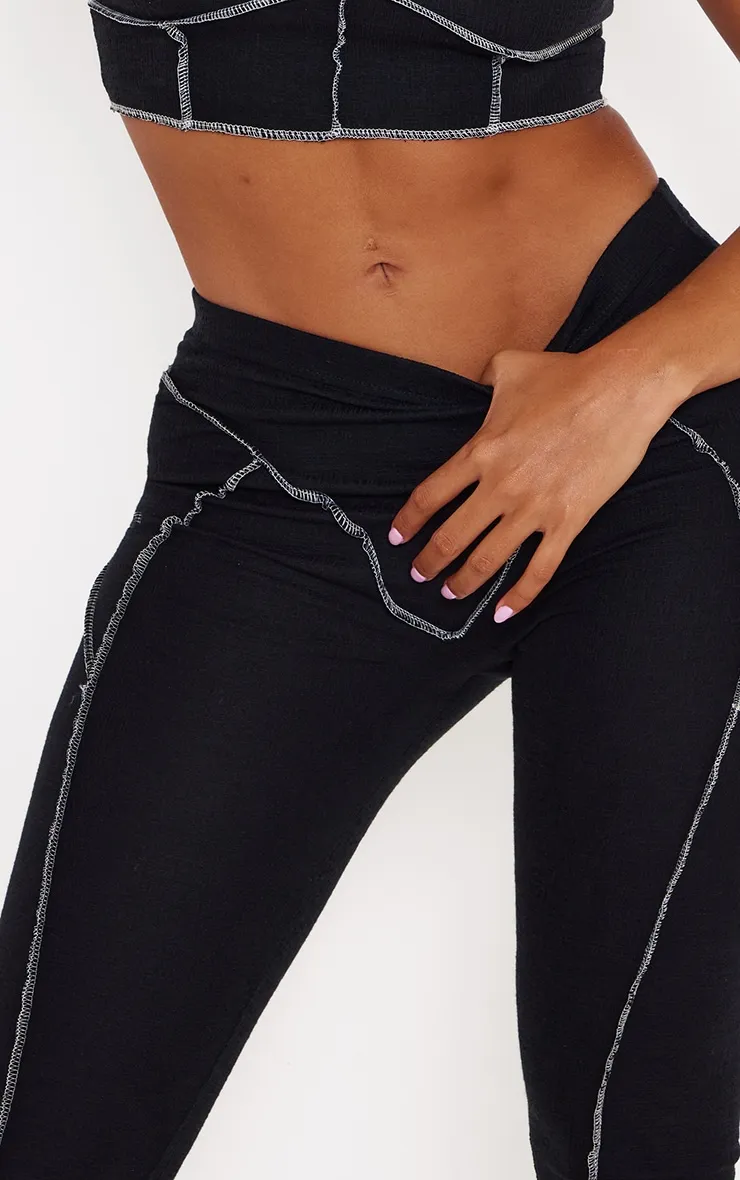 Shape Black Textured Contrast Stitch Leggings