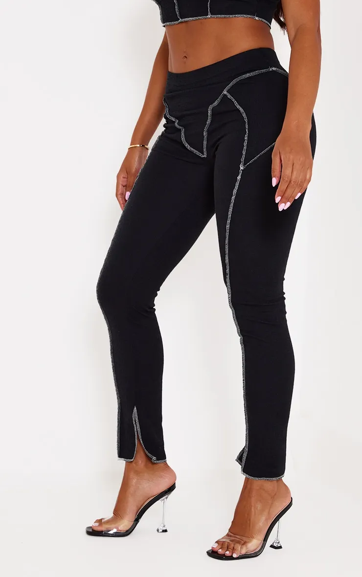 Shape Black Textured Contrast Stitch Leggings