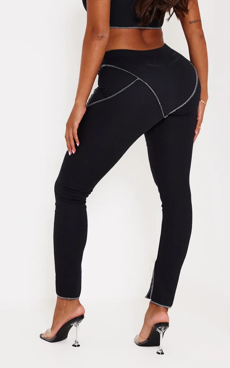 Shape Black Textured Contrast Stitch Leggings