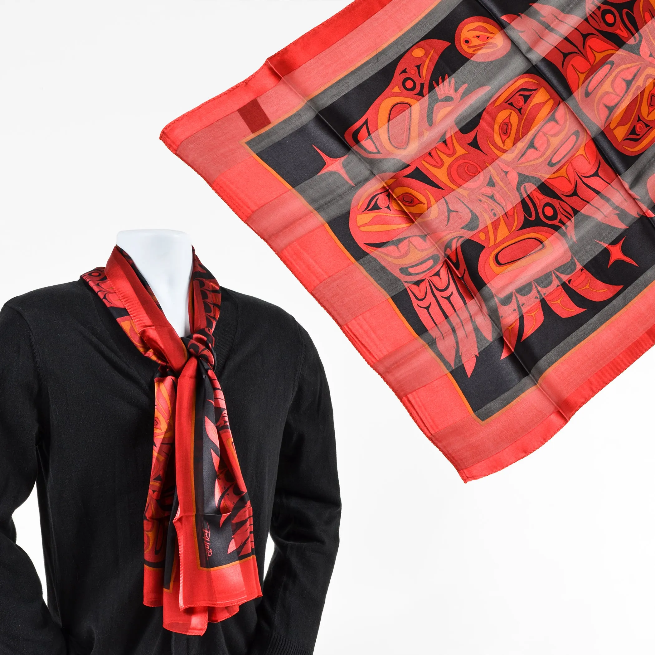 Silk Satin Stripe Scarf | Raven by Bill Helin