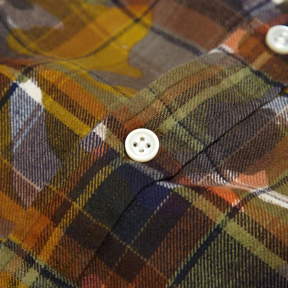 SOPHNET. Camouflage Over Print Flannel Button Down ShirtCamel