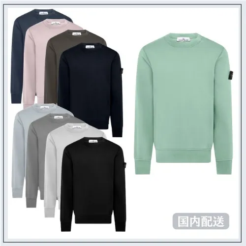 STONE ISLAND  |Pullovers Unisex Street Style Long Sleeves Plain Cotton Logo