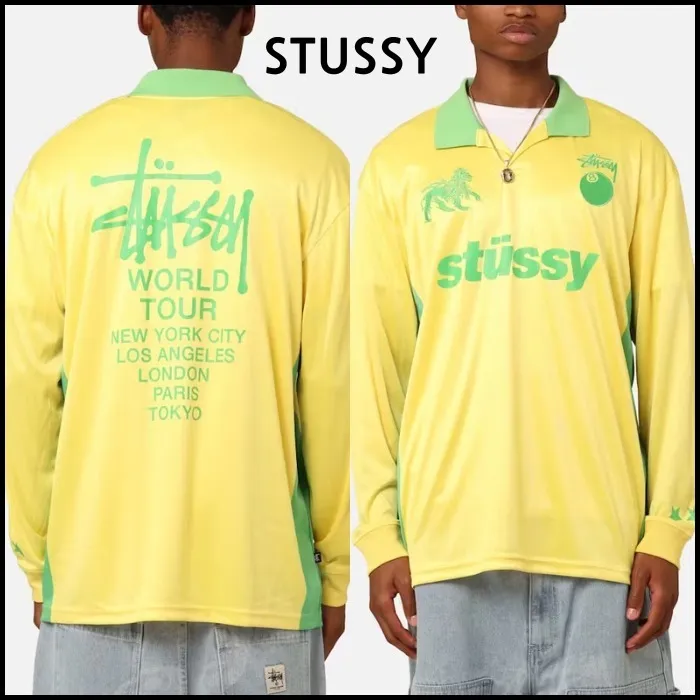 STUSSY  |Pullovers Street Style Long Sleeves Logo Skater Style Polos