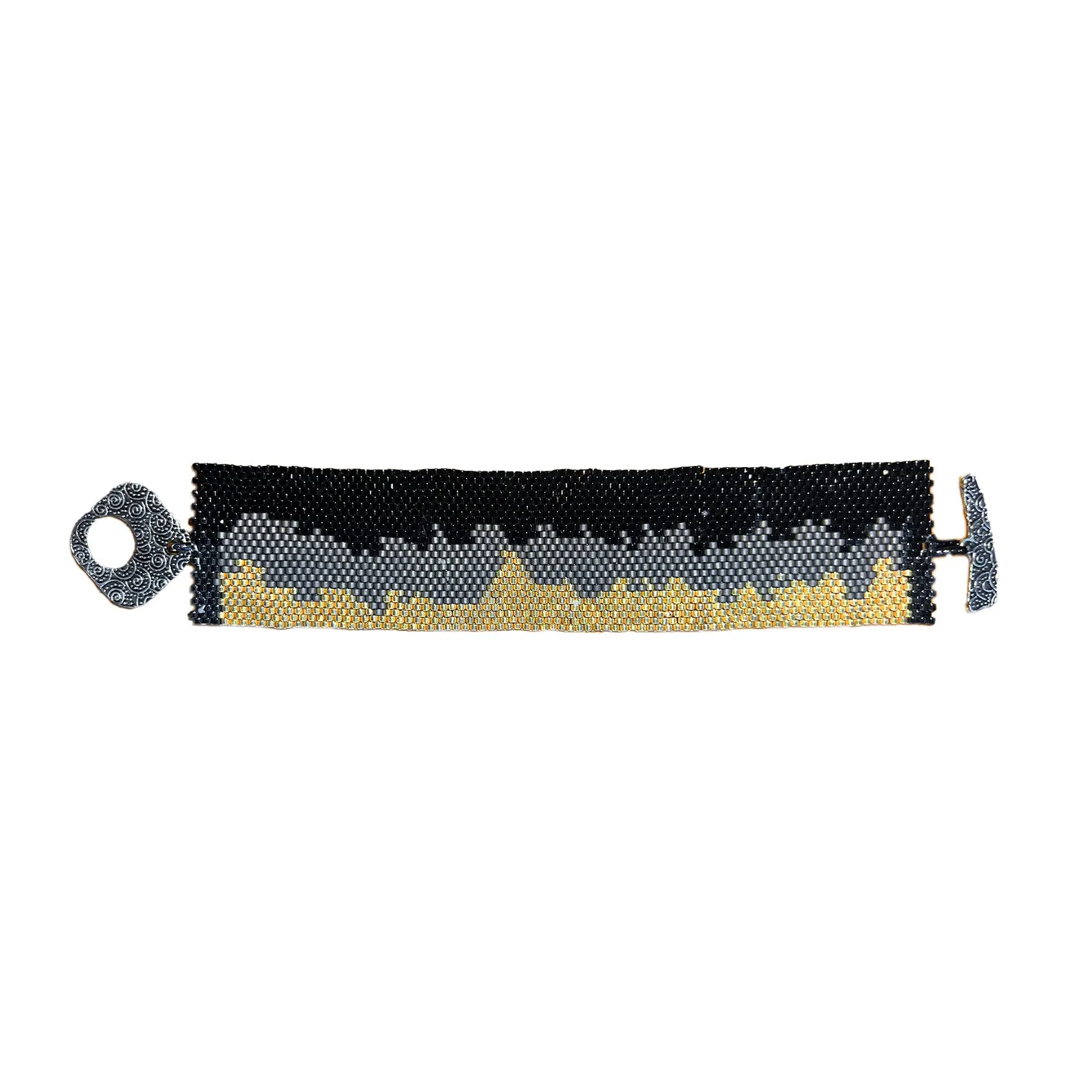 Sue Klein, Black, Grey & Gold Seed Bracelet