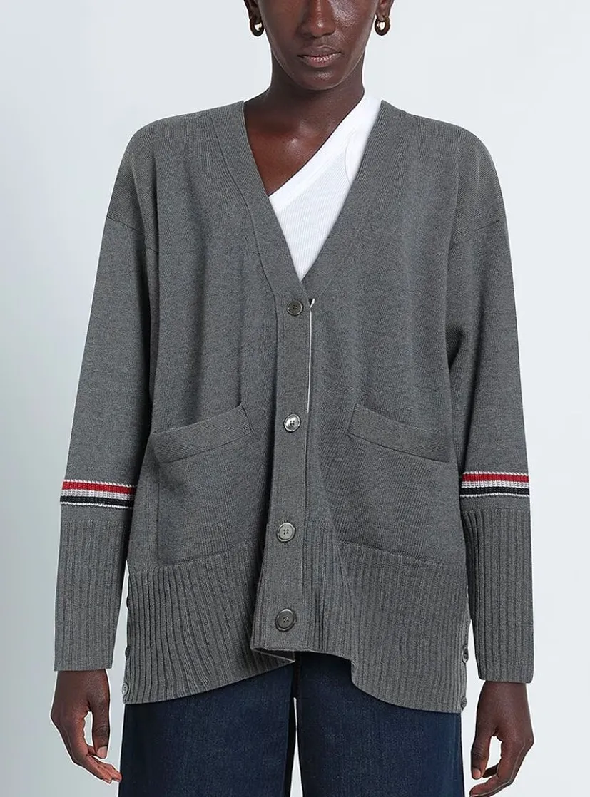 THOM BROWNE  |Long Sleeves Logo Cardigans