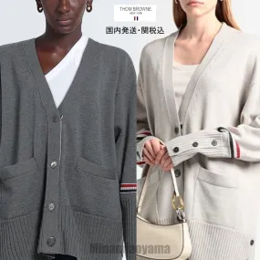 THOM BROWNE  |Long Sleeves Logo Cardigans