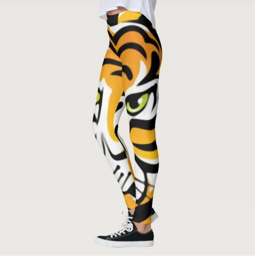 Tiger Pattern Digital Printed Elastic Force Polyester Sportswear Leggings