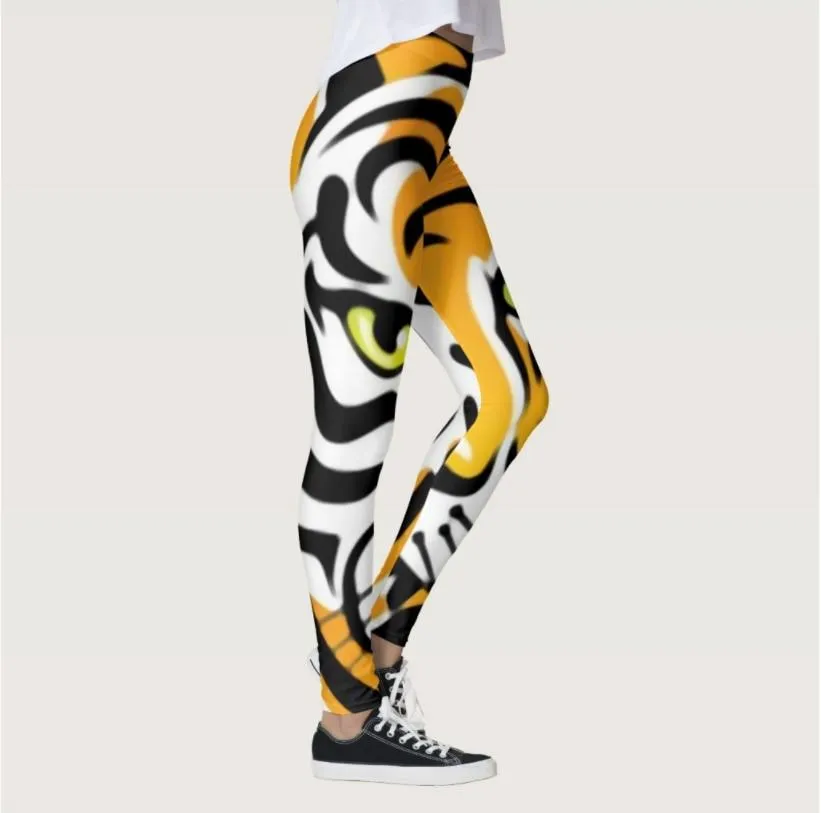 Tiger Pattern Digital Printed Elastic Force Polyester Sportswear Leggings