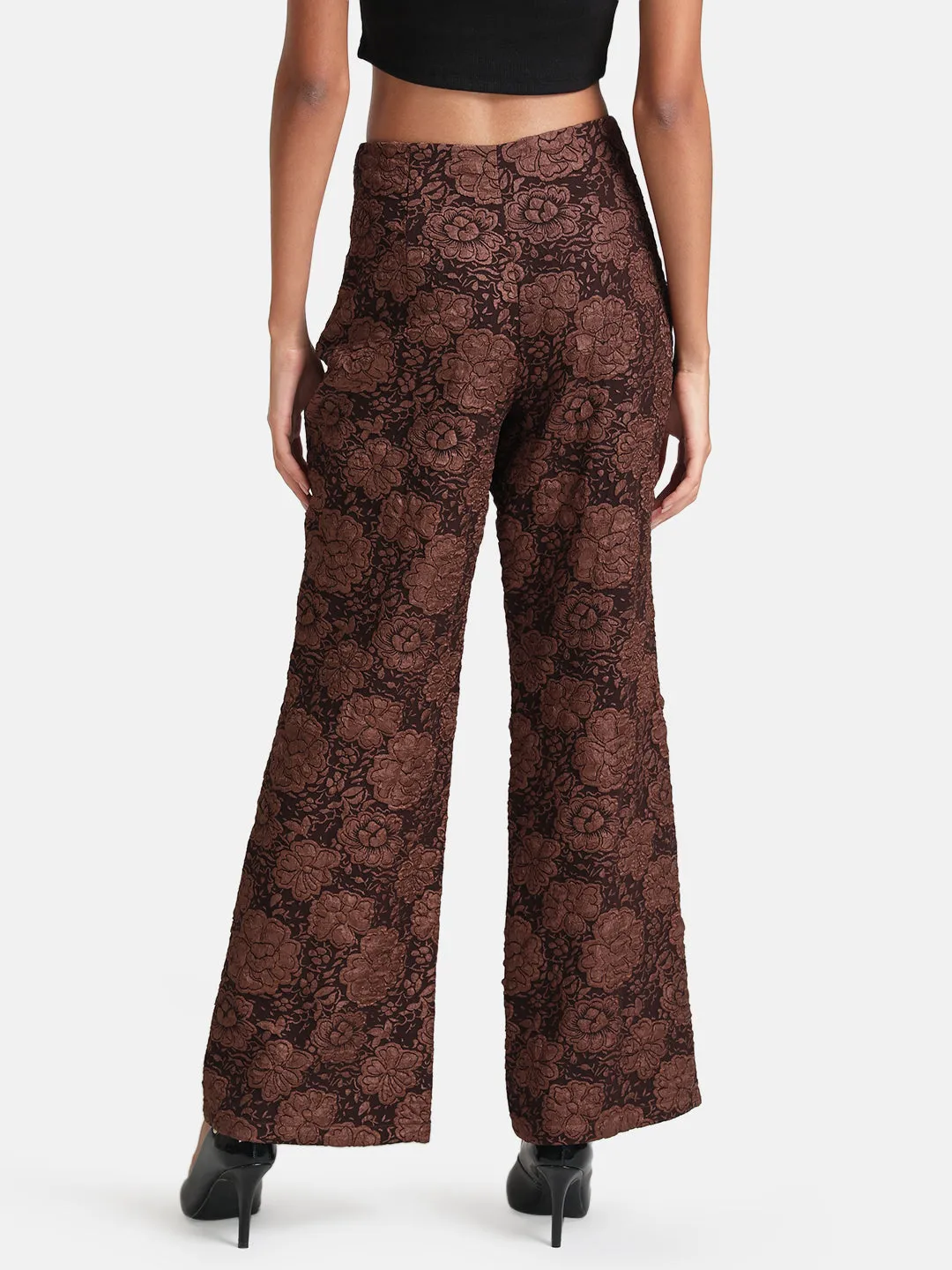 Tonal Jacquard Flared Pants