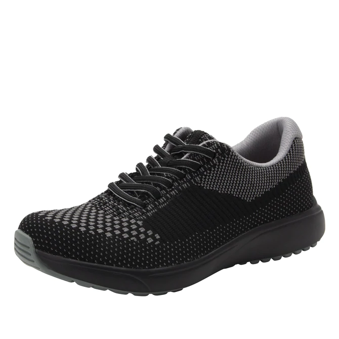 TRAQ by Alegria Womens Goalz (5000) Knit Sneaker- Black