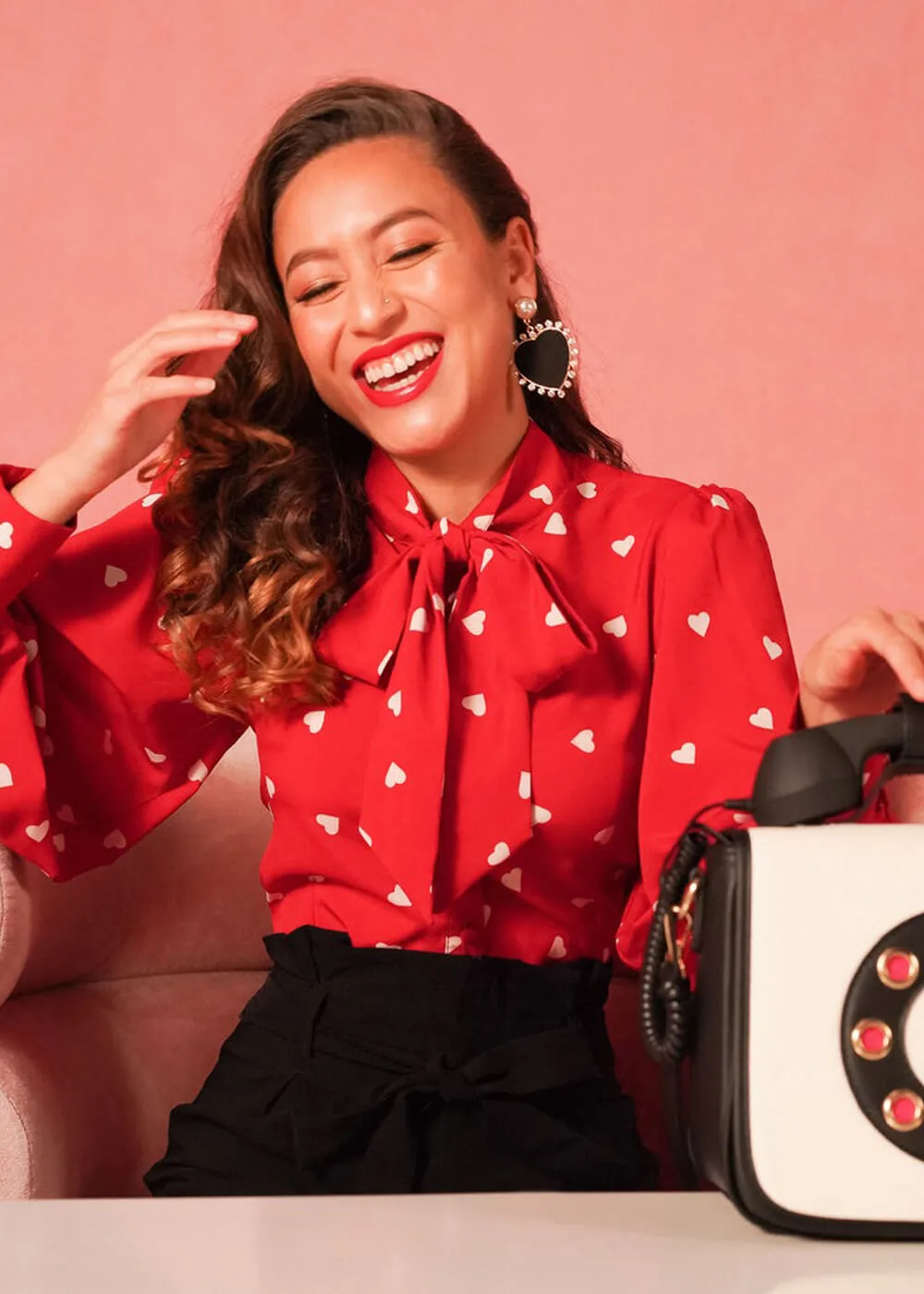 Unique Vintage Gwen Heart 40's Blouse Red