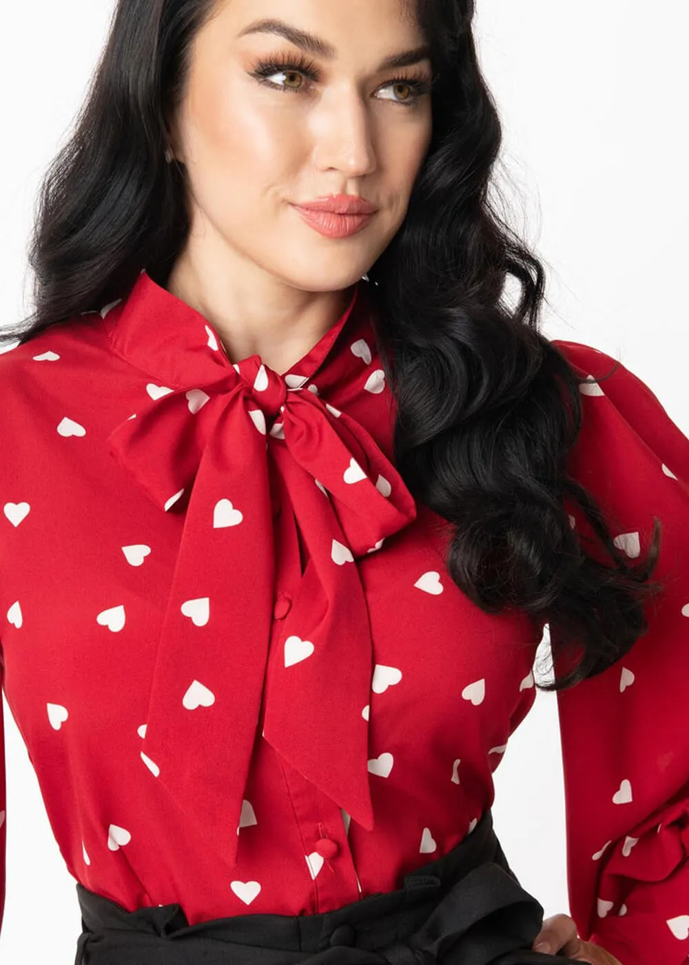 Unique Vintage Gwen Heart 40's Blouse Red