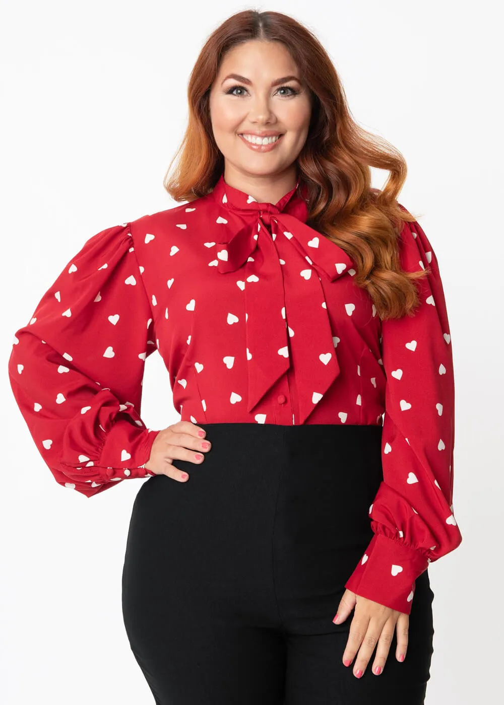 Unique Vintage Gwen Heart 40's Blouse Red