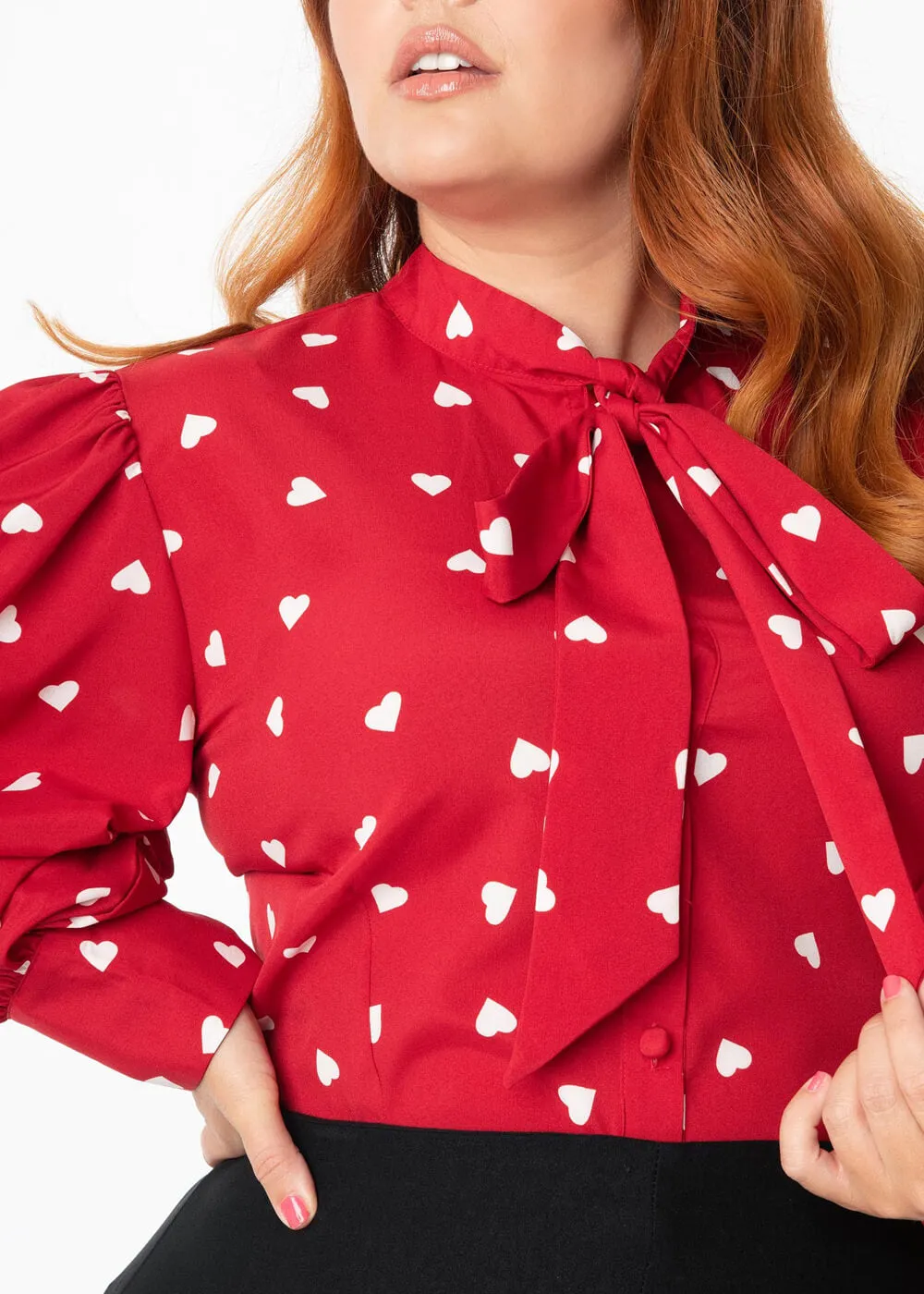 Unique Vintage Gwen Heart 40's Blouse Red