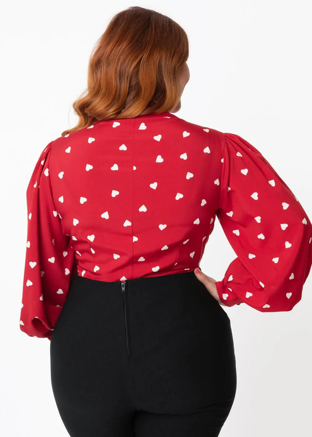 Unique Vintage Gwen Heart 40's Blouse Red