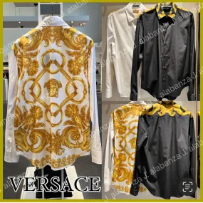 VERSACE  |Long Sleeves Logo Luxury Shirts