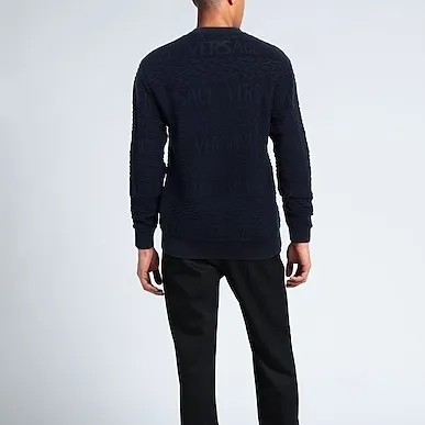 VERSACE  |Pullovers Unisex Wool Street Style U-Neck Long Sleeves Plain