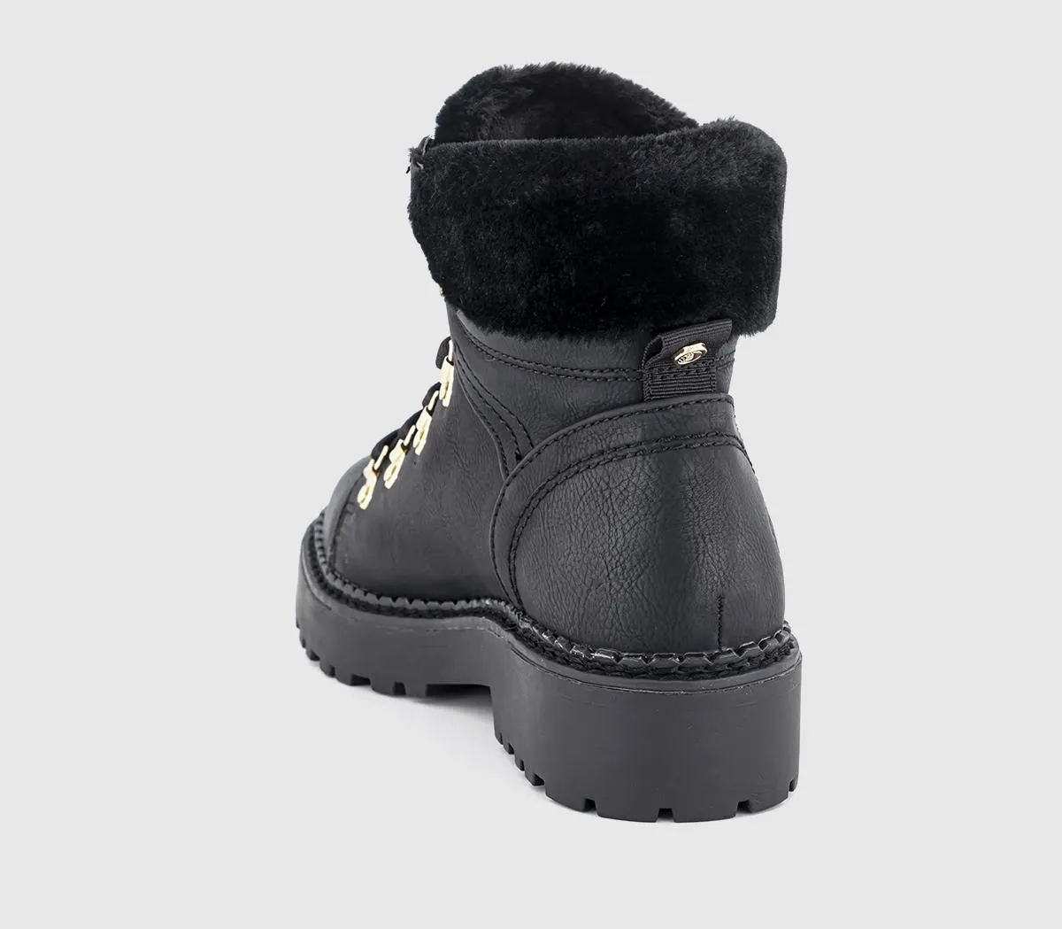 Womens Earth Addict Eden Faux Fur Cuff Hiker Boots Black