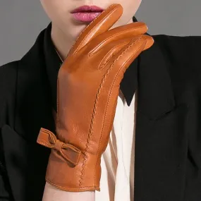 Women's Fashion Winter Genuine Leather Goatskin Warm Finger gloves