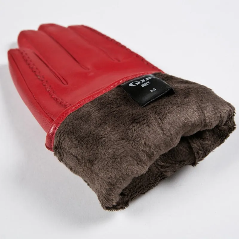 Women's Fashion Winter Genuine Leather Goatskin Warm Finger gloves