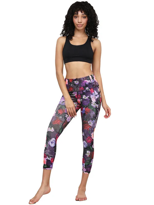 Women's Floral Print Leggings with Inner Pocket/Side Pocket