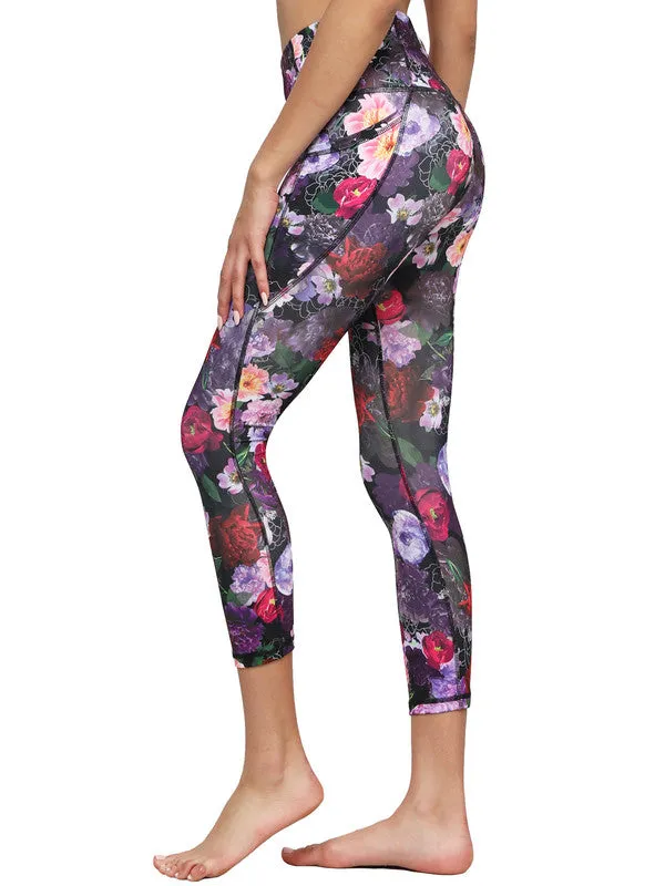 Women's Floral Print Leggings with Inner Pocket/Side Pocket