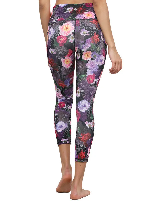 Women's Floral Print Leggings with Inner Pocket/Side Pocket