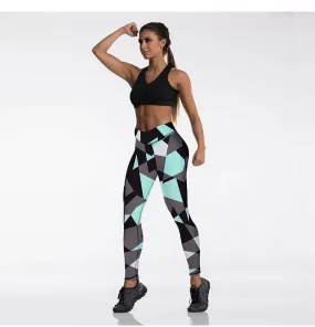 Women's Sexy Polygonal Rhombus High Waist Leggings for Fitness