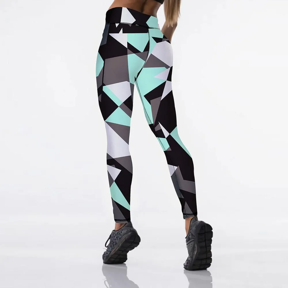 Women's Sexy Polygonal Rhombus High Waist Leggings for Fitness