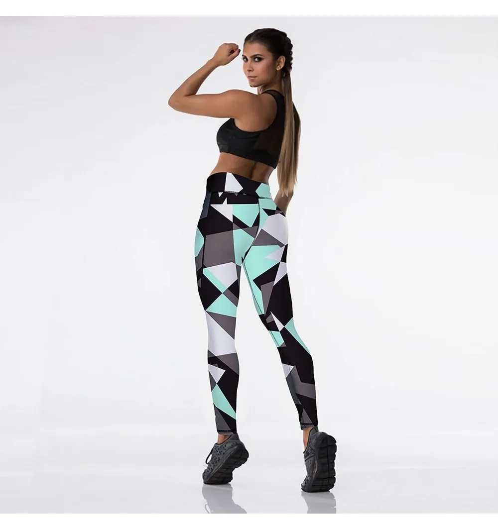 Women's Sexy Polygonal Rhombus High Waist Leggings for Fitness